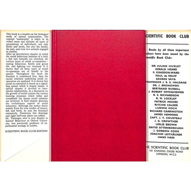 TINBERGEN, N. [150] pp. The Scientific Book Club 1965 Second Edition 7 1/2" x 5" Social Behaviour in Animals: With Special...