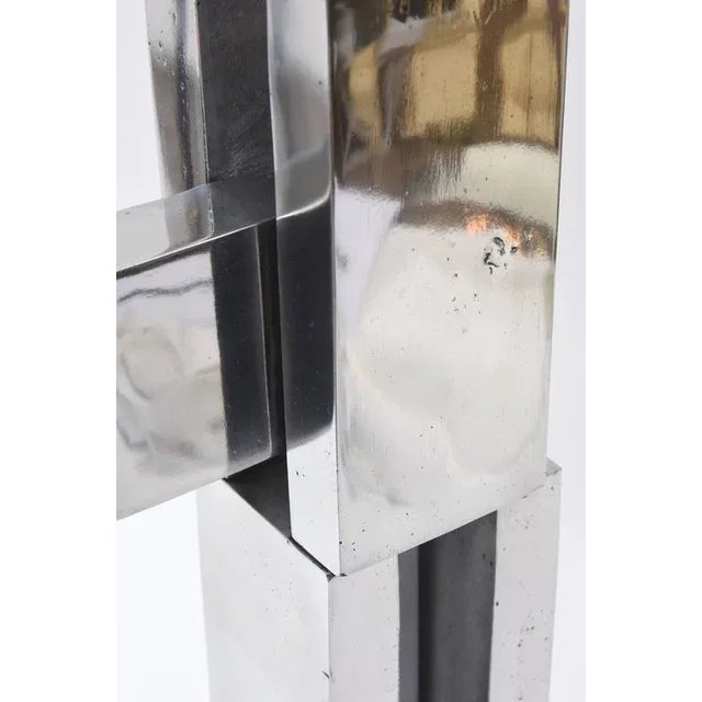 1960s Vintage Modernist Chrome and Black Marble Abstract Sculpture by Mary Preminger, 1968 For Sale - Image 5 of 10