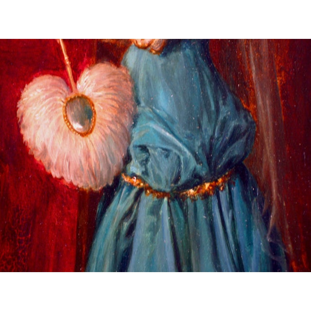 Portrait of a Lady Holding a Bird French Oil Painting Alfred Henri Darjou For Sale - Image 12 of 17