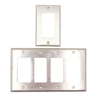 Modern Brushed Nickel Rectangle Switch Plate Cover Set For Sale