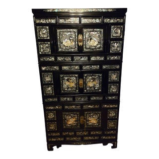 Vintage Korean Mother-of-Pearl Inlay Cabinet For Sale