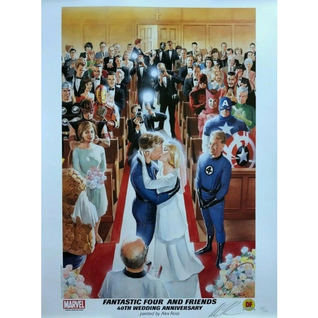 Street Art Rare Signed Alex Ross Fantastic 4 Wedding Lithograph Marvel Hero Dynamic Forces For Sale - Image 3 of 4