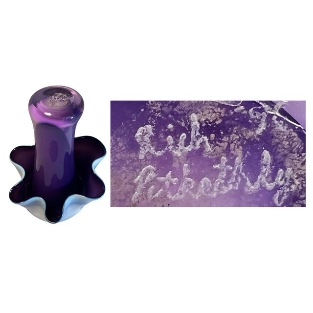Art Glass Purple White Draped Vase Signed Rich Pitkethly For Sale - Image 16 of 18