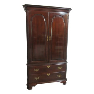 1980s Ethan Allen, Georgian Court, Solid Cherry Armoire For Sale