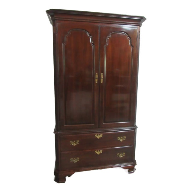 1980s Ethan Allen, Georgian Court, Solid Cherry Armoire For Sale