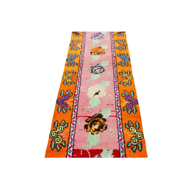 3 X 13 Handmade Vintage Turkish Wool Runner With Vibrant Floral Motifs For Sale - Image 10 of 10