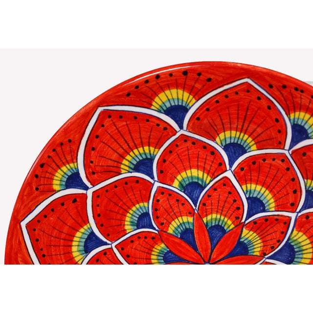 Intreccio Red 4-Piece Place Setting | Hand-Painted Italian Dinnerware From Deruta For Sale - Image 10 of 12