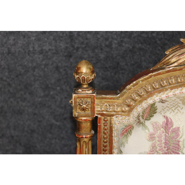 Pair 19th C. French Louis XVI Style Carved Giltwood Armchairs For Sale - Image 9 of 18
