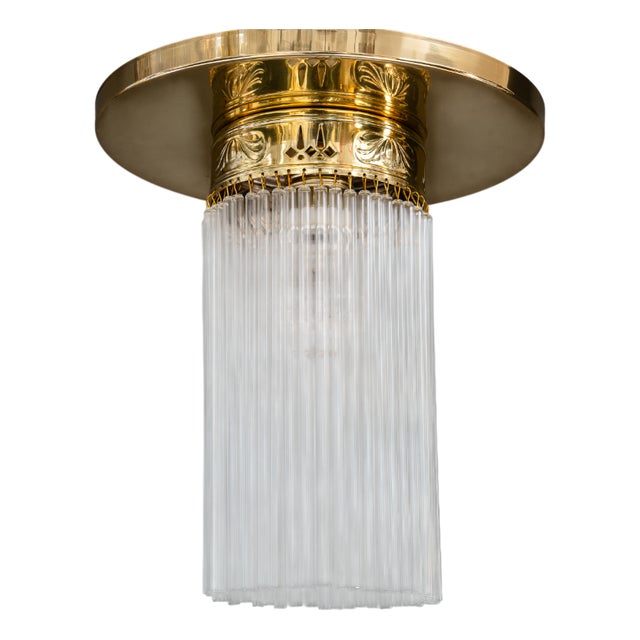 Art Deco Ceiling Lamp with Glass Sticks, Vienna, 1920s For Sale