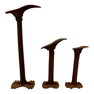 Set of 3 Antique Cast Iron Shoe Lasts / Cobbler’s Stands For Sale