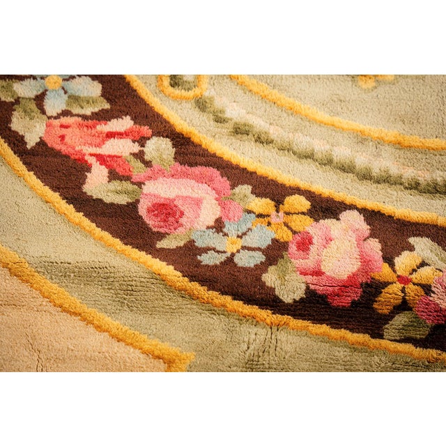 1820s Green Large-Scale Medallion Flatwoven Formal Neoclassical French Savonnerie Rug For Sale In New York - Image 6 of 8