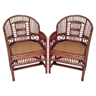 Brighton Pavillion Rattan Arm Chairs - A Pair For Sale