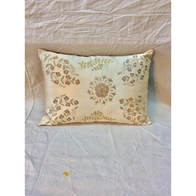 Turkish Hand Embroidered Silk Suzani Pillow For Sale - Image 13 of 13
