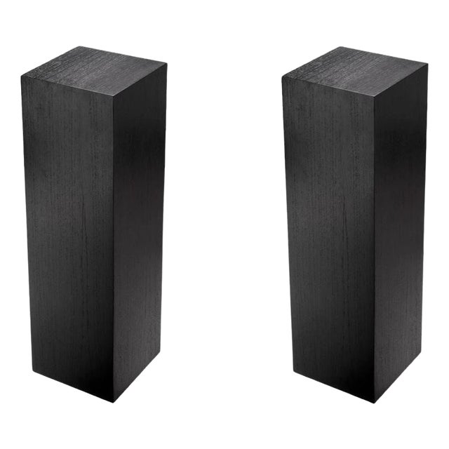 Black Wood Veneered Columns, Set of 2 For Sale