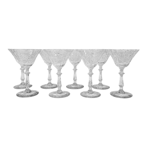 1940s Vintage Hand Blown Crystal Stemmed Cocktail Glasses - Set of 6