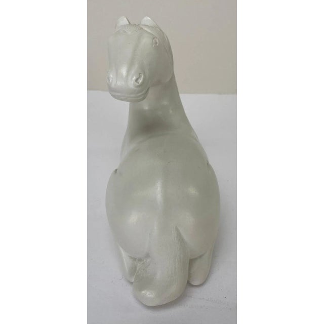 1990s Equestrian White Horse Statue Clay Sculpture For Sale - Image 5 of 7