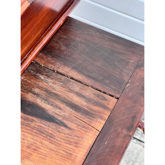 Davenport Style Inlaid Mahogany Desk With Embossed Leather Top For Sale - Image 11 of 11