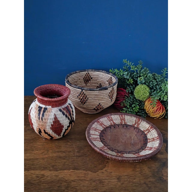 1980s Zulu Handwoven Ilala Palm Basketry Trio, Organic Sculptural Forms For Sale - Image 4 of 16