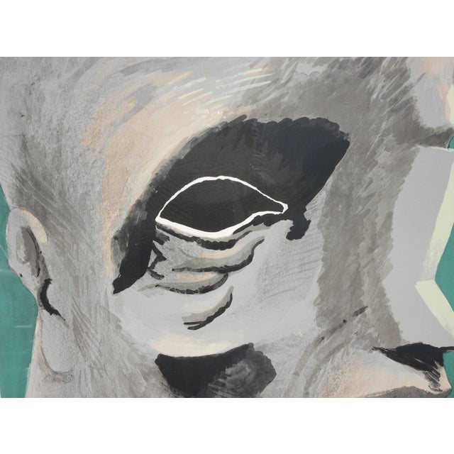 Horst Antes "Homage to Michelangelo" Modern Teal & Grey Tone Figurative Abstract Lithograph, 1975 For Sale - Image 12 of 12