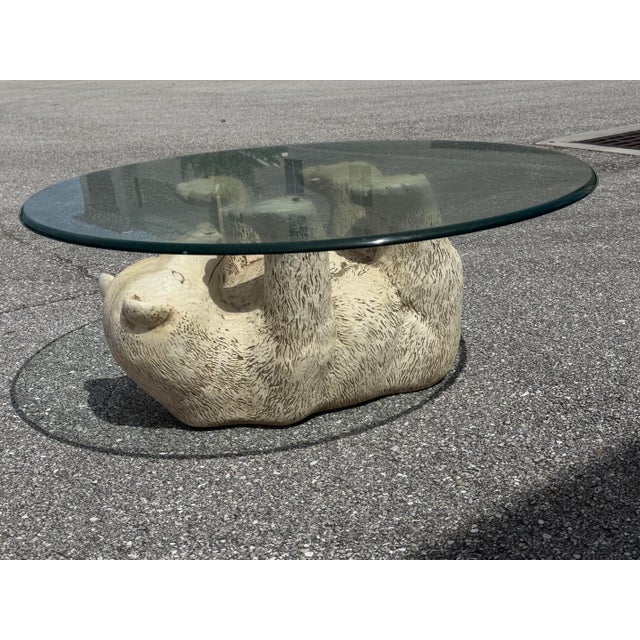 Vintage Rare Polar Bear + Glass Top Coffee Table, 1970s For Sale In West Palm - Image 6 of 12