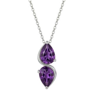 Purple Amethyst Dainty Necklace for Woman in 925 Sterling Silver For Sale