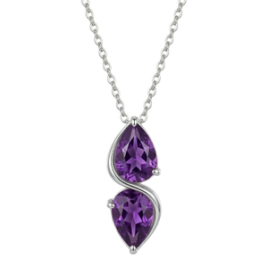 Purple Amethyst Dainty Necklace for Woman in 925 Sterling Silver