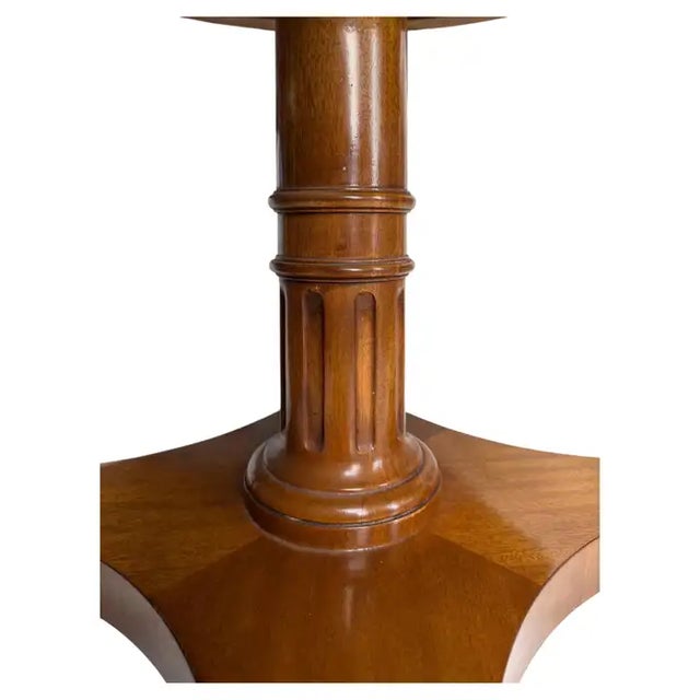 Pair of Weiman "Heirloom" Round Mahogany and Marble Pedestal Side Tables, MCM For Sale In Philadelphia - Image 6 of 13
