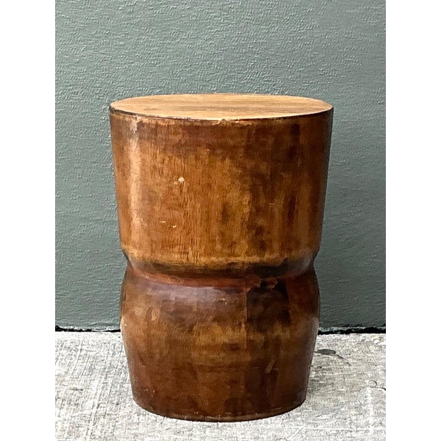 Vintage Carved Palm Wood Accent Stool For Sale - Image 12 of 14