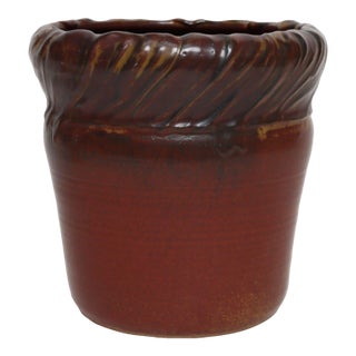 Vintage Red, Ochre and Slate Studio Ceramic Planter by Deanna Nichols For Sale