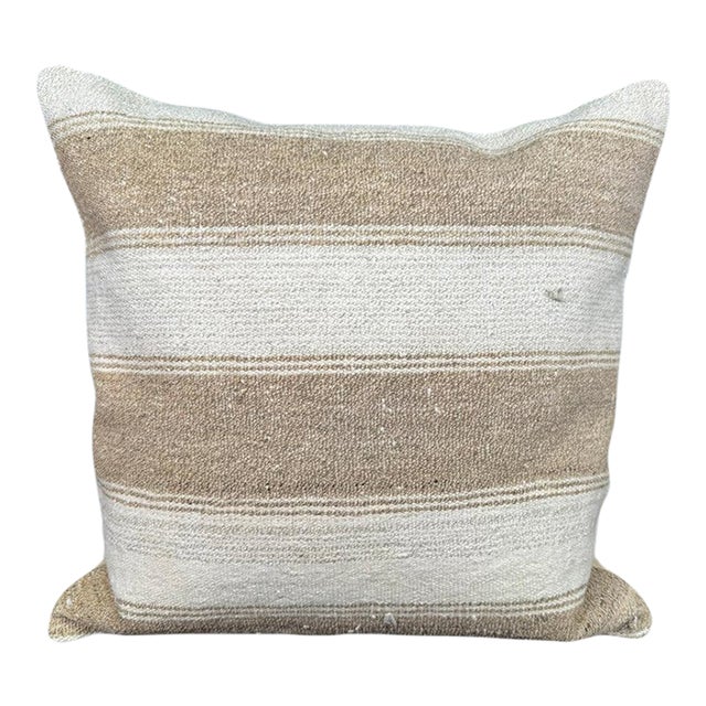 Turkish Hemp Pillow Cushion Natural Beige Brown Pillow Cushion Cover 20"x20" For Sale