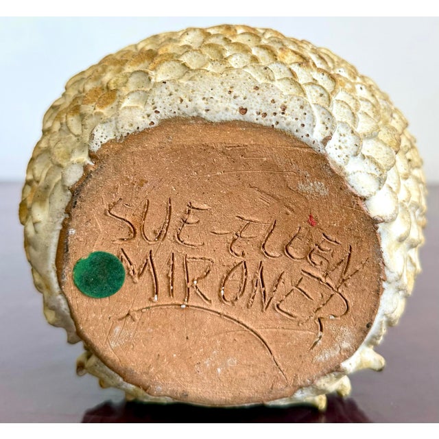 Late 20th Century Vintage Boho Charming Textured Owl Studio Pottery For Sale - Image 5 of 8