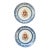 Late 20th Century Pair of Blue and White and Floral Armorial Plates For Sale