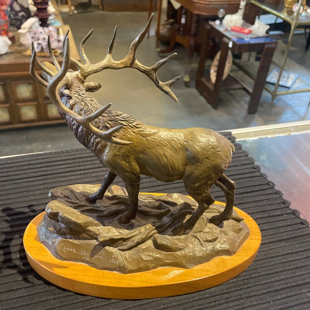 1980s 1980s Elk in Bronze by Clark Bronson Entitled “Wapiti” Numbered & Signed Oriignal For Sale - Image 5 of 10