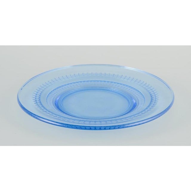 Scandinavian Blue Glass Plates, 1970s, Set of 10 For Sale - Image 4 of 5