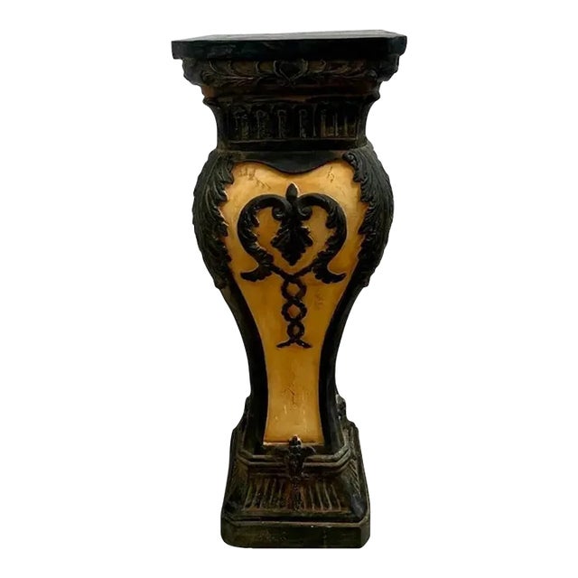 Vintage Carved Resin Pedestal Jardiniere Plant Stand For Sale