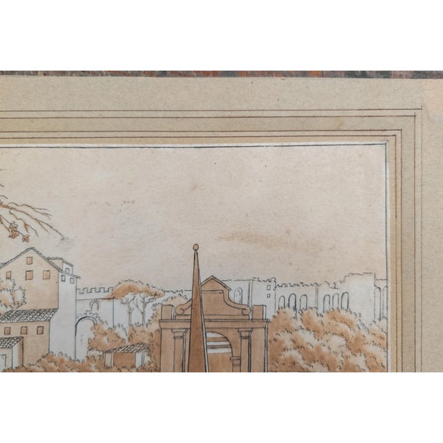 19th Century Italian Old Master Pen and Ink Drawing With Sepia Wash, Signed Illegibly For Sale - Image 4 of 10