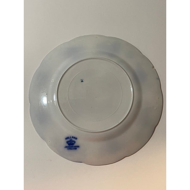 English Antique Flow Blue Luncheon Plate- Johnson Brothers England- Holland Pattern Circa 1900-1915 For Sale - Image 3 of 7