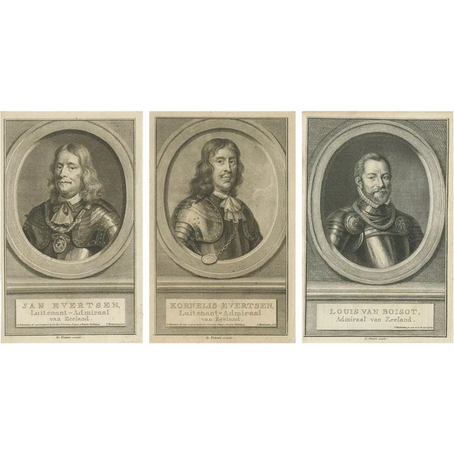 Dutch Admirals, 1774, Paper, Set of 3 For Sale