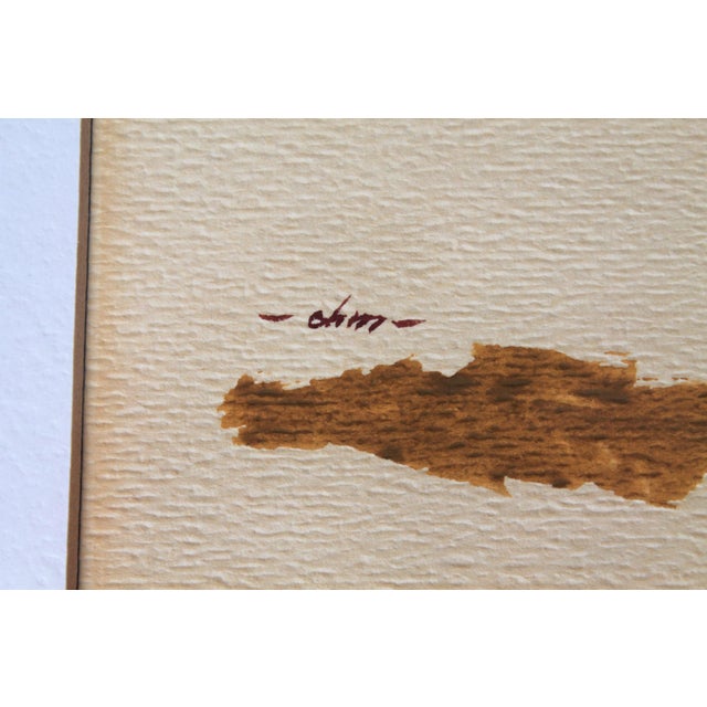 Vintage Framed Minimalist Watercolor Wall Art S/3 For Sale - Image 11 of 12