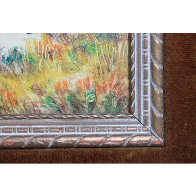 Ceramic Antique Framed Landscape Painting on Tile For Sale - Image 7 of 11