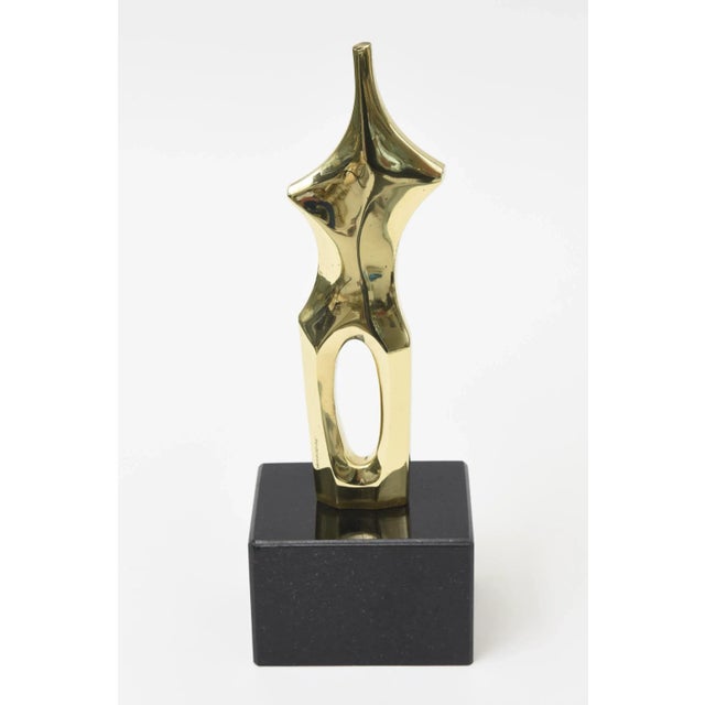 Vintage Signed Bronze Abstract Female Sculpture by Roberval on Black Granite Base For Sale - Image 10 of 11