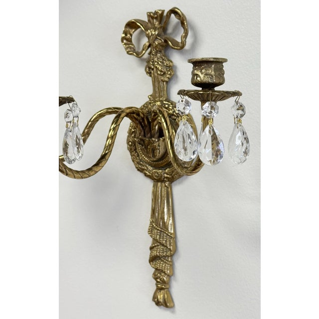 Vintage French Empire Brass Multi-Arm Wall Candle Sconces, Pair For Sale - Image 4 of 7