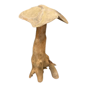 Whimsical Hand-Carved Teak Root Mushroom Garden Sculpture