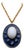 Vintage 1973 Signed Napier Modernist Navy Enamel & White Cabochon Pendant Necklace For Sale