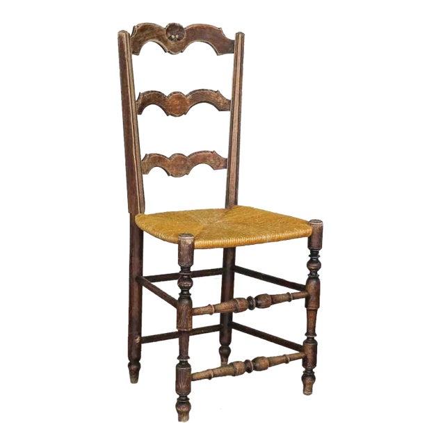 1940s French Wood and Woven Chair For Sale