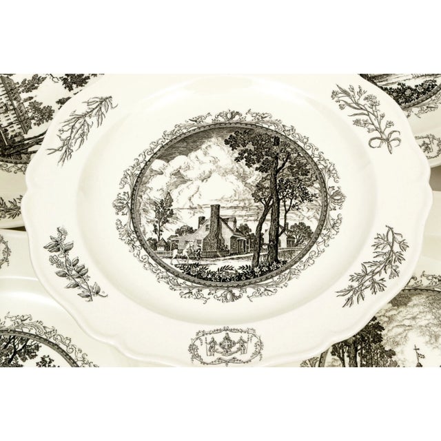 Mid 20th Century Mid 20th Century English Wedgwood Williamsburg Restoration Transferware Plates, Set of 12 For Sale - Image 5 of 14