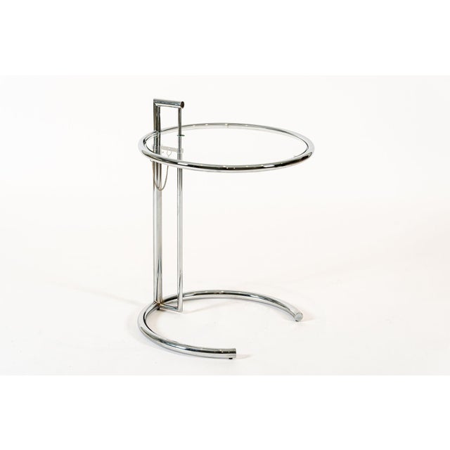 This Bauhaus tubular steel and glass Eileen Gray (attributed) E1027 end table was originally designed by Gray in 1926. The...