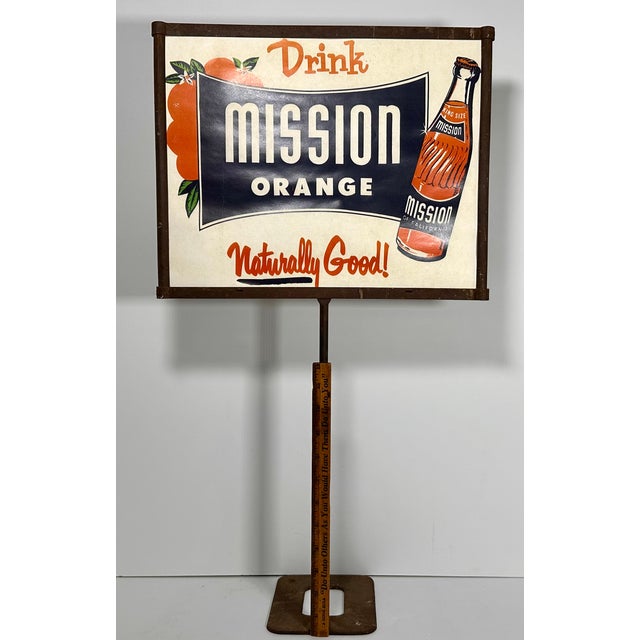 1950s MCM Mission Orange Soda Advertising Sign For Sale - Image 9 of 14