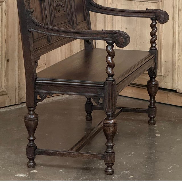 A 19th Century Dutch Carved Oak Renaissance Revival Hall Bench For Sale - Image 15 of 18