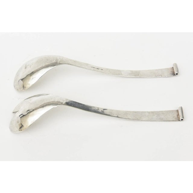 Silver Vintage Sterling Silver Modernist Salad Servers or Serving Pieces 80's For Sale - Image 8 of 9